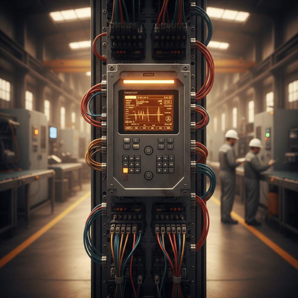 Front view of the Lenze AC Tech SCM variable frequency drives VFDs, highlighting the user interface and connection points.