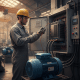 Electrician wearing safety gloves and glasses while performing wiring for a vfd 3 phase motor to ensure proper safety.