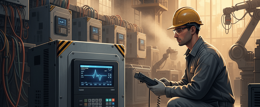 yaskawa ga800 variable frequency drives vfds - A technician programming one of the Yaskawa GA800 variable frequency drives (V