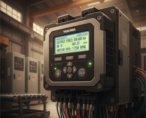 yaskawa j1000 variable frequency drives vfds - Close-up of the user-friendly interface on the Yaskawa J1000 variable frequenc