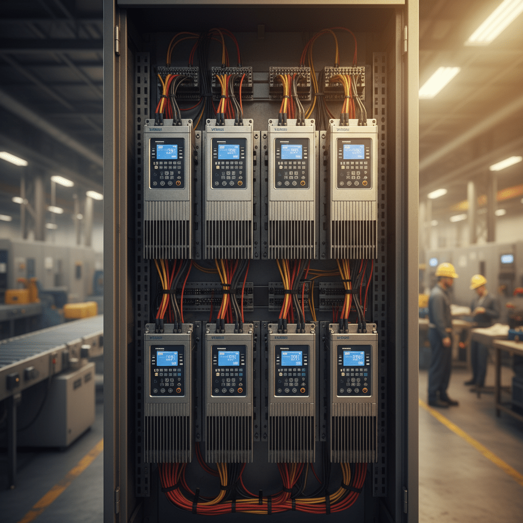 yaskawa p1000 variable frequency drives vfds - Front view of the Yaskawa P1000 Variable Frequency Drives (VFDs), highlighting