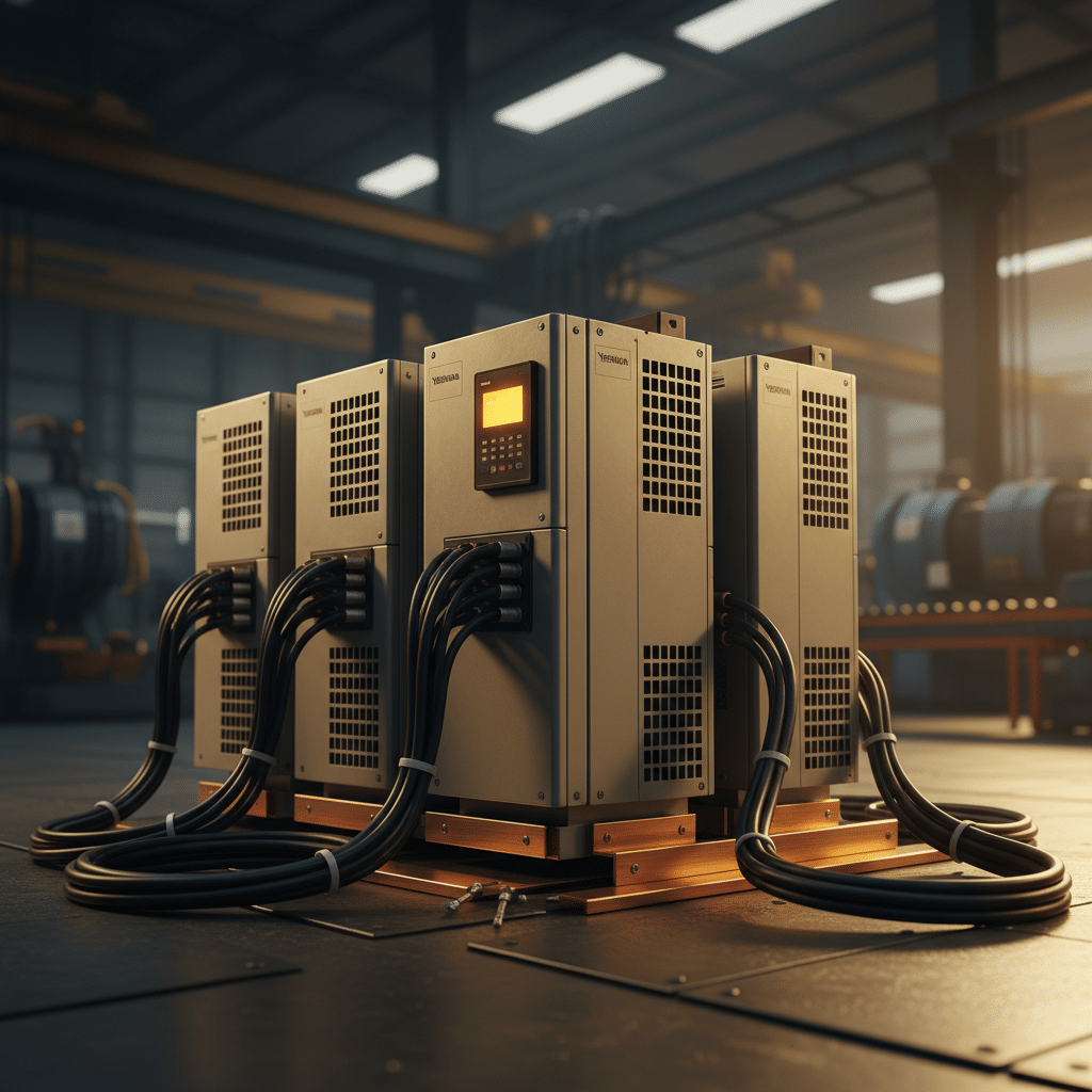 yaskawa p1000 variable frequency drives vfds - Studio image of the Yaskawa P1000 variable frequency drives (VFDs), showcasing