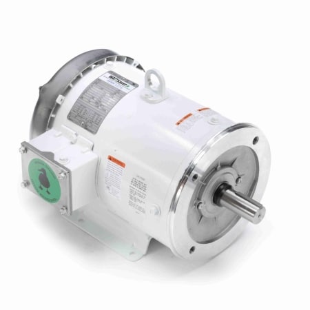 Washdown Motor, 5 & 3 HP, 3 Ph, 60 & 50 Hz, 230/460 & 190/380 V, 3600 & 3000 RPM, 184TC Frame, TEFC