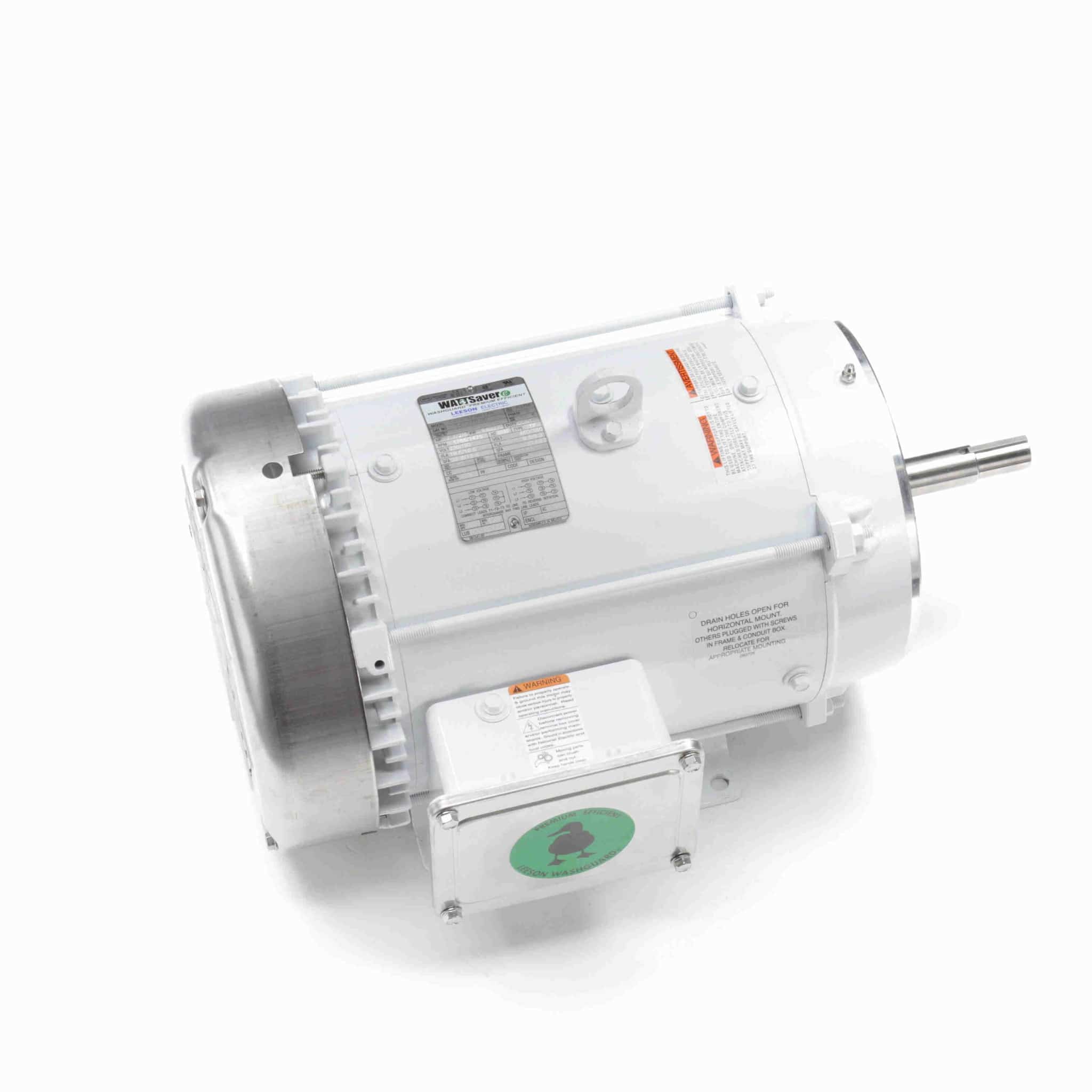 Washdown Motor, 7.50 & 5 HP, 3 Ph, 60 & 50 Hz, 230/460 & 190/380 V, 1800 & 1500 RPM, 213JM Frame, TEFC