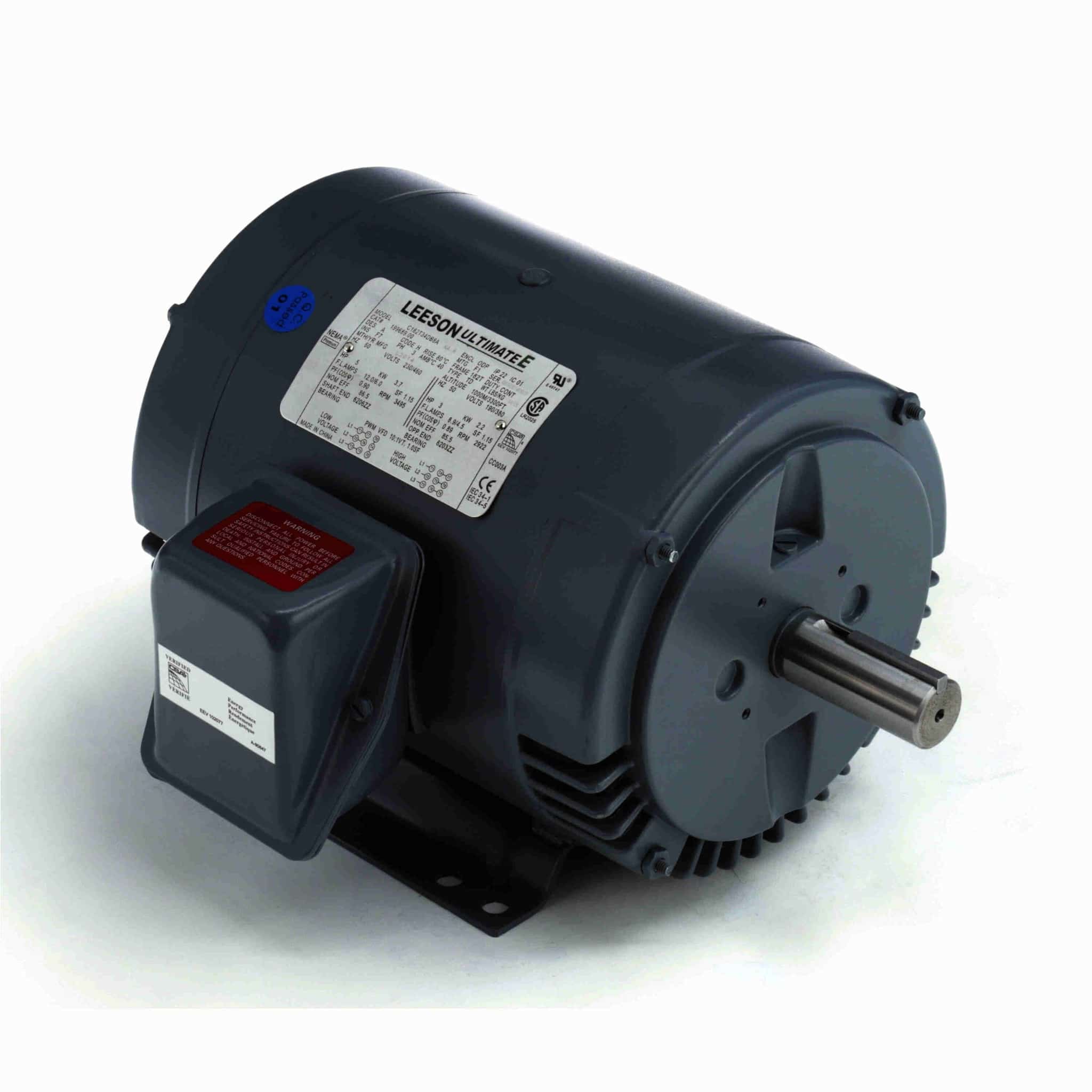 General Purpose Motor, 5 & 3 HP, 3 Ph, 60 & 50 Hz, 230/460 & 190/380 V, 182T Frame, DP