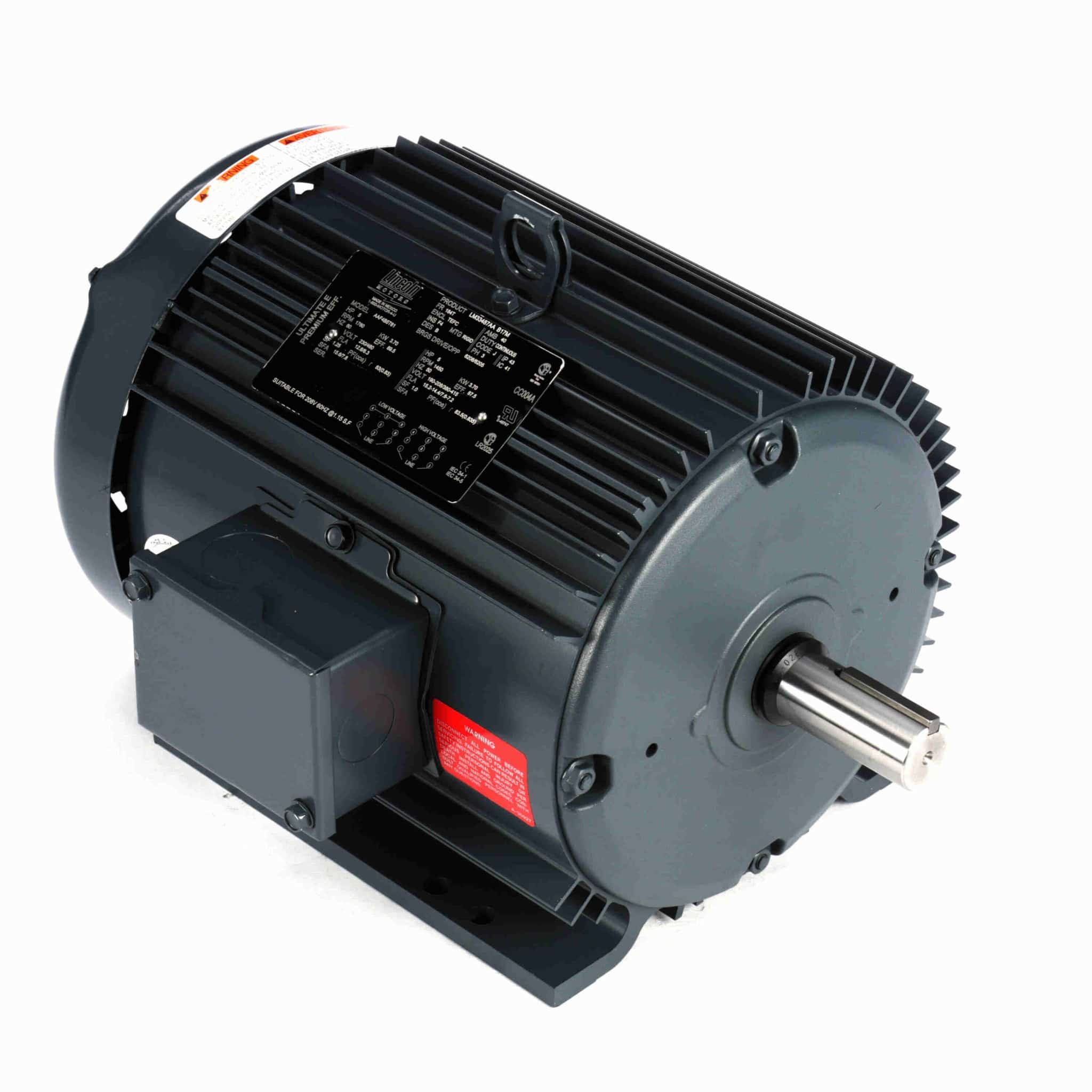 General Purpose Motor, 5 & 5 HP, 3 Ph, 60 & 50 Hz, 230/460 & 190-208/380-415 V, 1800 & 1500 RPM, 184T Frame, TEFC